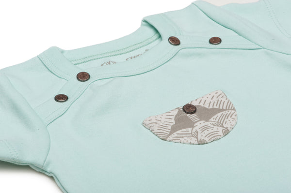 Safari Collection Long Sleeved BodySuit In Gossamer Green