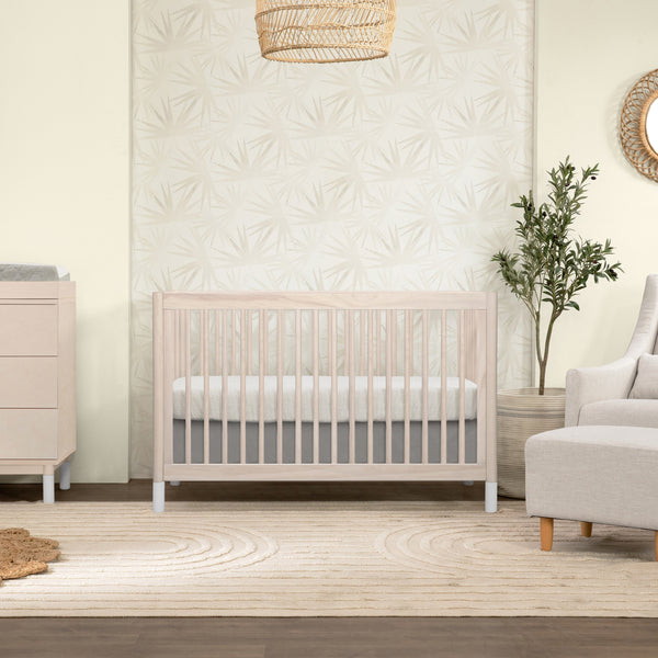 Gelato 4-in-1 Convertible Crib with Toddler Bed Conversion Kit (Washed Natural/White)