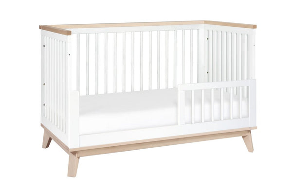 Scoot 3-in-1 Convertible Crib with Toddler Bed Conversion Kit (White/Washed Natural)