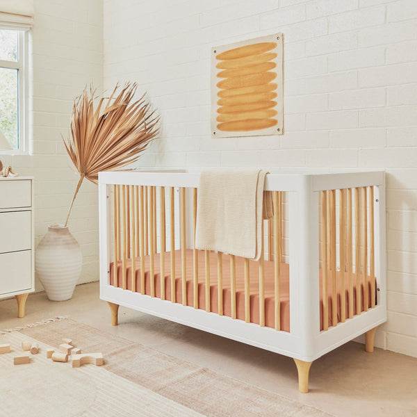 Lolly 3-in-1 Convertible Crib with Toddler Bed Conversion Kit (White/Natural)