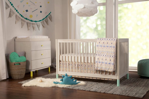 Gelato 4-in-1 Convertible Crib with Toddler Bed Conversion Kit (Washed Natural/White)
