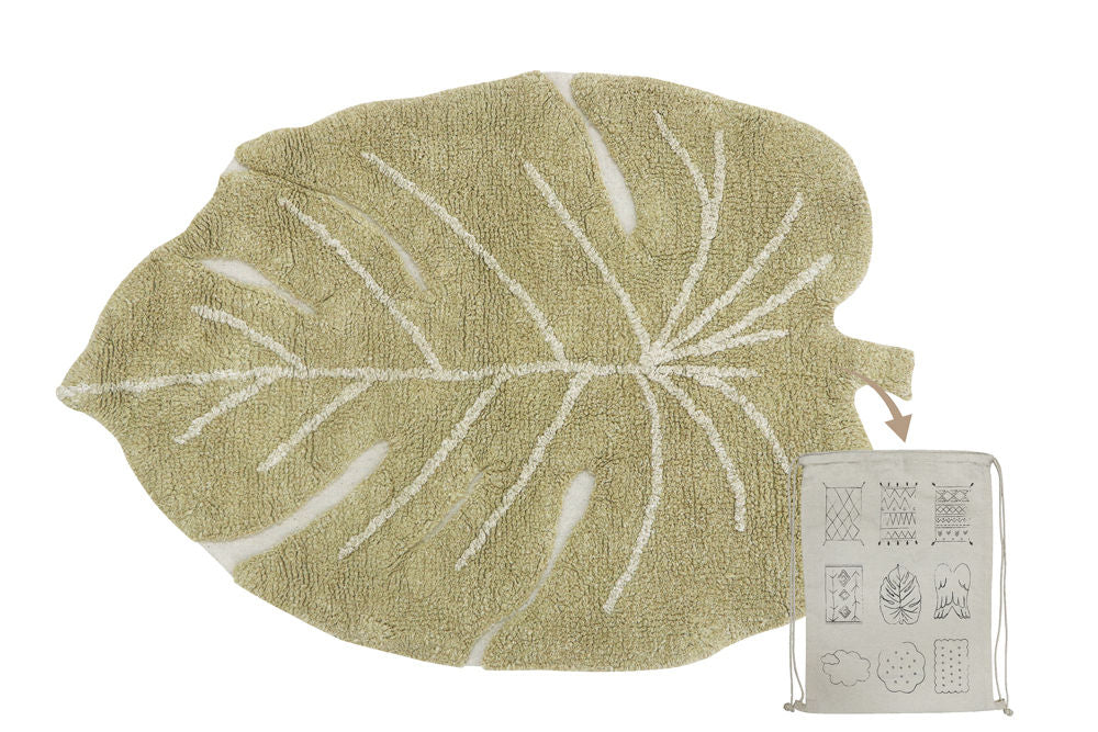 Lorena Canals Mini Monstera Olive Washable Rug