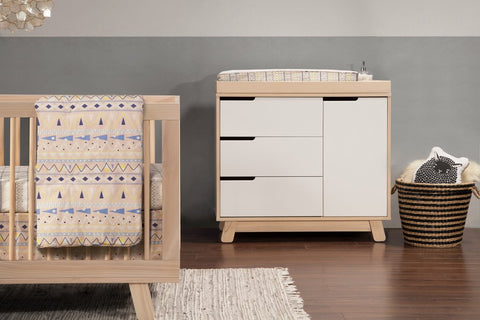 Hudson 3 Drawer Dresser with Removable Changing Tray (Washed Natural/White) and Pure 31" Contour Changing Pad