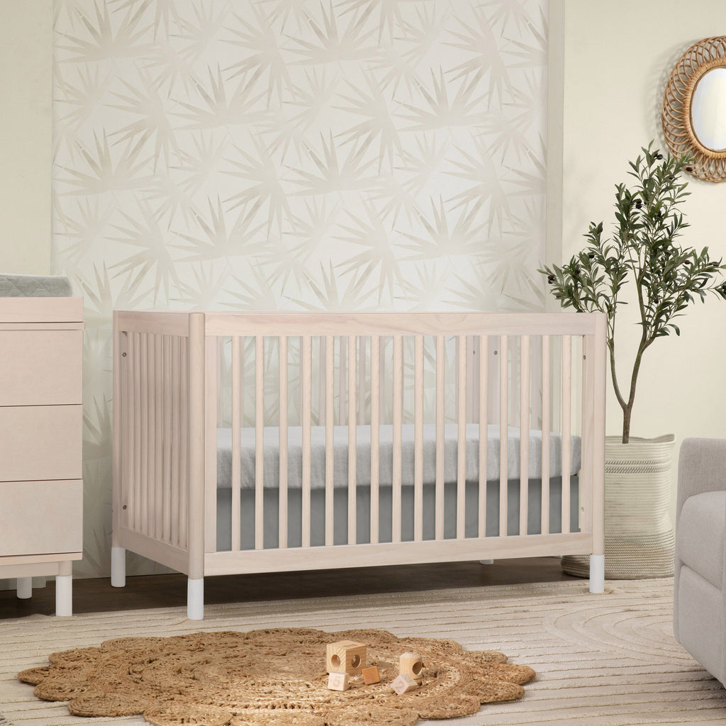 Gelato 4-in-1 Convertible Crib with Toddler Bed Conversion Kit (Washed Natural/White)