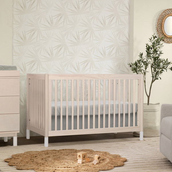 Gelato 4-in-1 Convertible Crib with Toddler Bed Conversion Kit (Washed Natural/White)