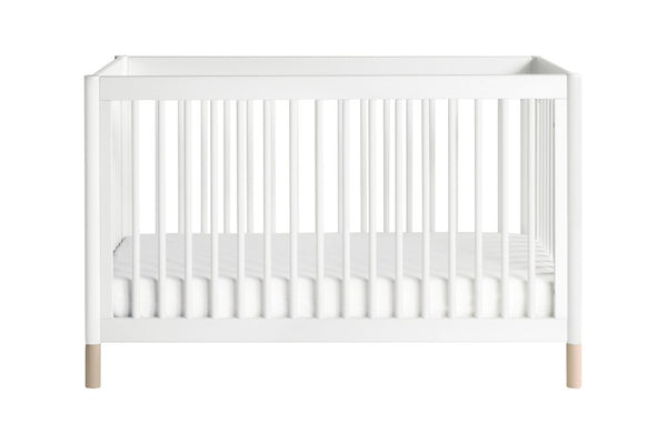 Gelato 4-in-1 Convertible Crib with Toddler Bed Conversion Kit (White/Washed Natural)