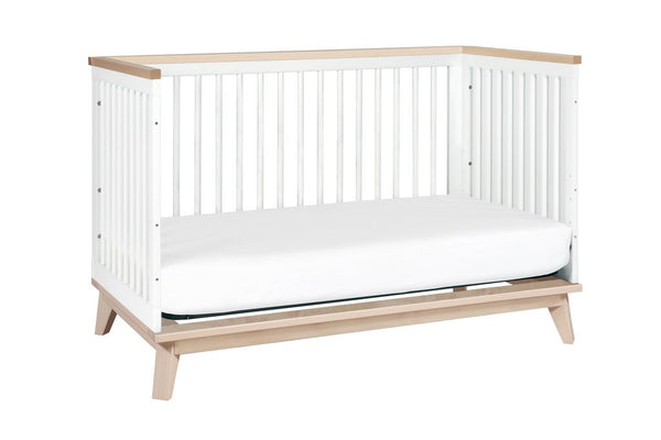 Scoot 3-in-1 Convertible Crib with Toddler Bed Conversion Kit (White/Washed Natural)