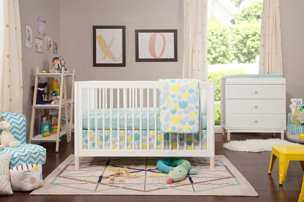 Gelato 4-in-1 Convertible Crib with Toddler Bed Conversion Kit (White/Washed Natural)