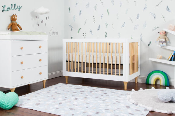 Lolly 3-in-1 Convertible Crib with Toddler Bed Conversion Kit (White/Natural)