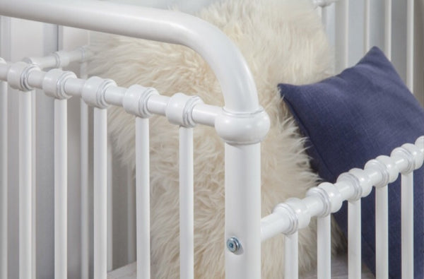 Abigail 3-in-1 convertible crib (Washed White) with toddler rail