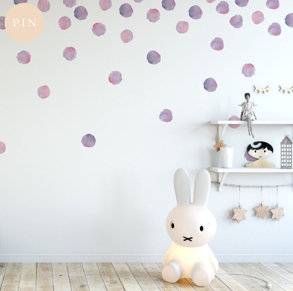 Watercolor Polka Dots (Blues OR Coral OR Lilac OR Sunset)