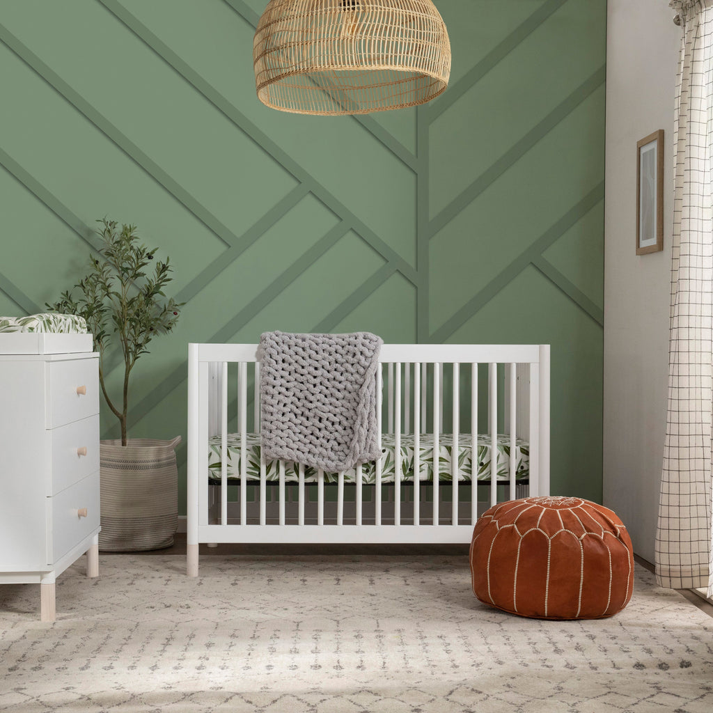 Gelato 4-in-1 Convertible Crib with Toddler Bed Conversion Kit (White/Washed Natural)