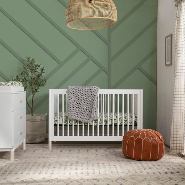 Gelato 4-in-1 Convertible Crib with Toddler Bed Conversion Kit (White/Washed Natural)