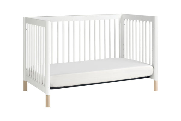 Gelato 4-in-1 Convertible Crib with Toddler Bed Conversion Kit (White/Washed Natural)