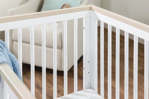 Scoot 3-in-1 Convertible Crib with Toddler Bed Conversion Kit (White/Washed Natural)