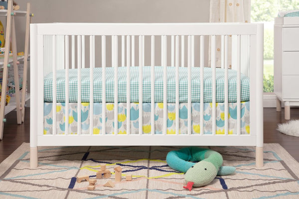 Gelato 4-in-1 Convertible Crib with Toddler Bed Conversion Kit (White/Washed Natural)