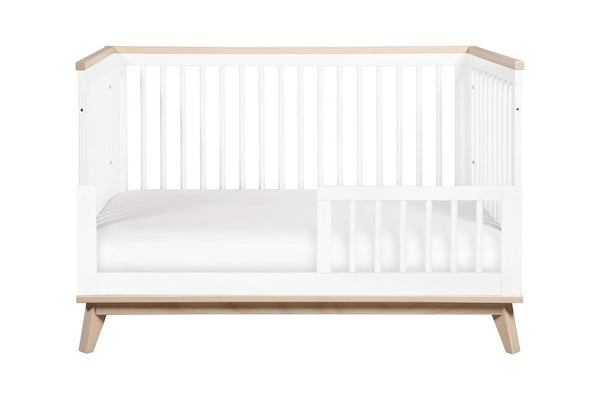 Scoot 3-in-1 Convertible Crib with Toddler Bed Conversion Kit (White/Washed Natural)