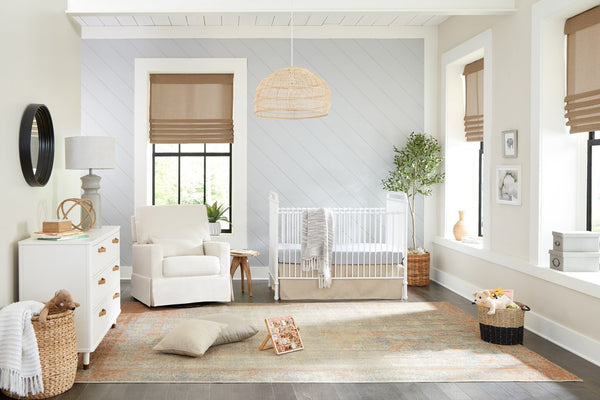 Abigail 3-in-1 convertible crib (Washed White) with toddler rail