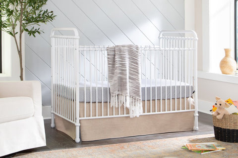 Abigail 3-in-1 convertible crib (Washed White) with toddler rail