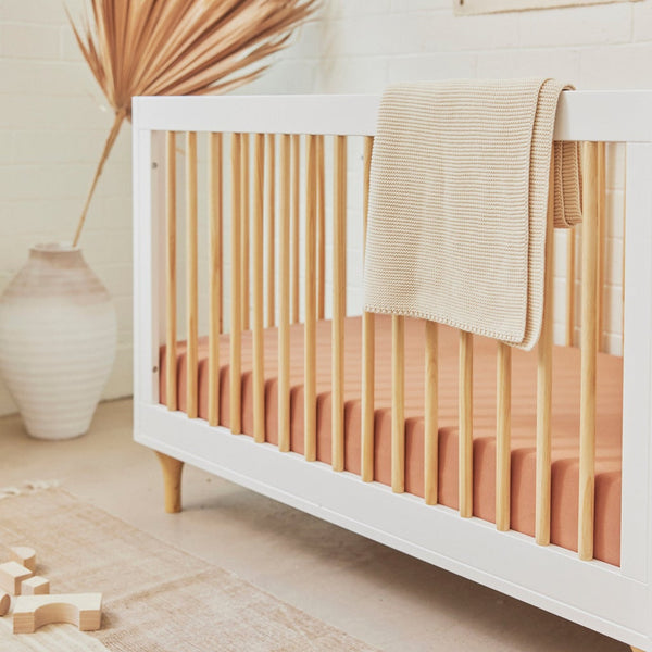 Lolly 3-in-1 Convertible Crib with Toddler Bed Conversion Kit (White/Natural)