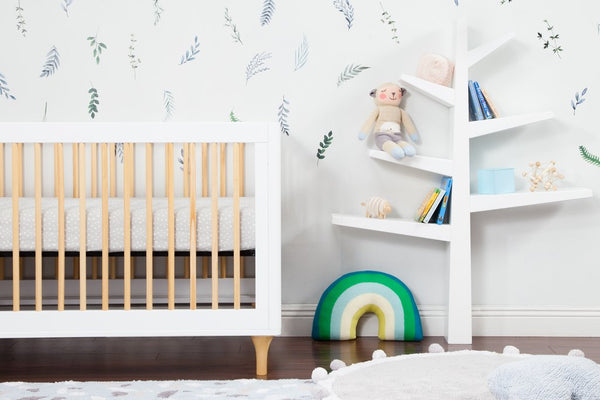Lolly 3-in-1 Convertible Crib with Toddler Bed Conversion Kit (White/Natural)