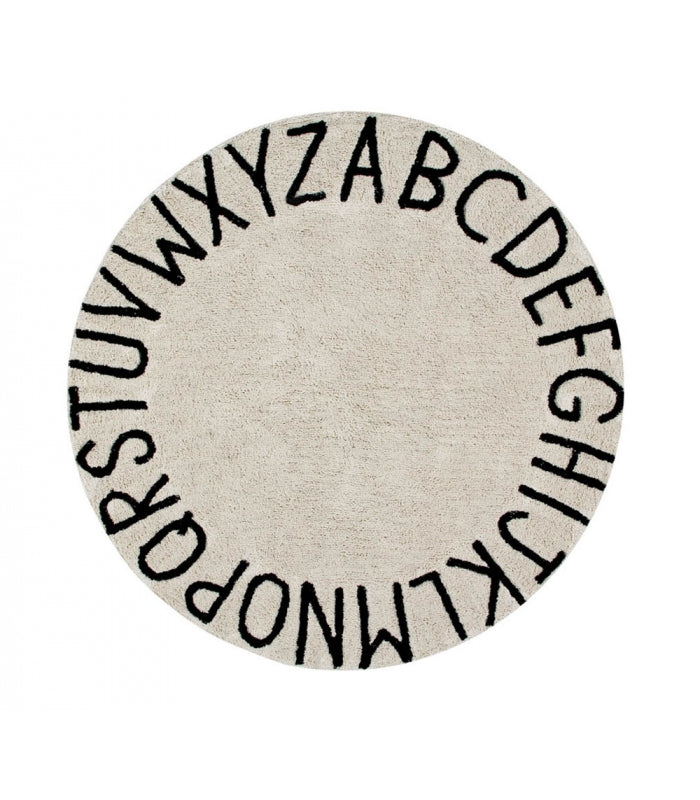 Lorena Canals Round ABC Natural - Black Washable Rug