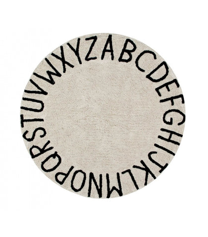 Lorena Canals Round ABC Natural - Black Washable Rug