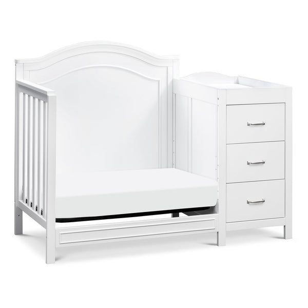 DaVinci Baby Charlie 4-in-1 Mini Convertible Crib & Changer with Mini Toddler Bed Conversion Kit (White) & Contour Changing Pad