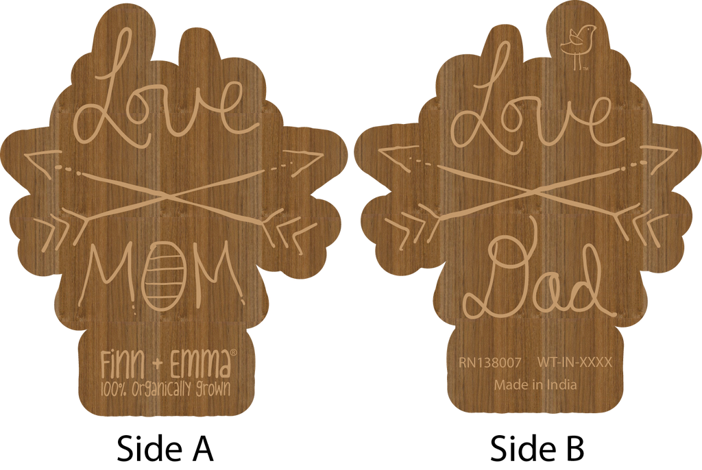 Wood Teeting Rattle - Love Mom & Dad