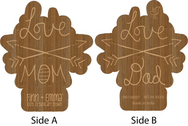 Wood Teeting Rattle - Love Mom & Dad