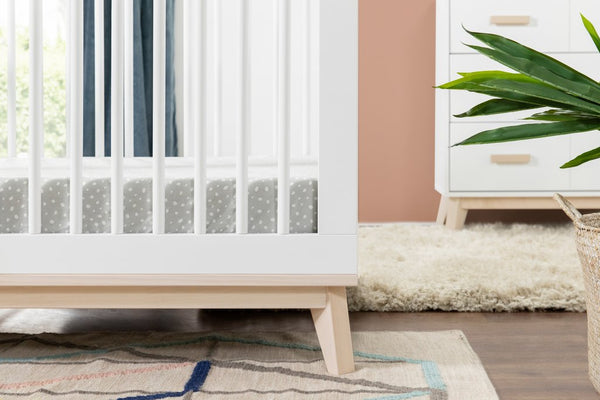 Scoot 3-in-1 Convertible Crib with Toddler Bed Conversion Kit (White/Washed Natural)