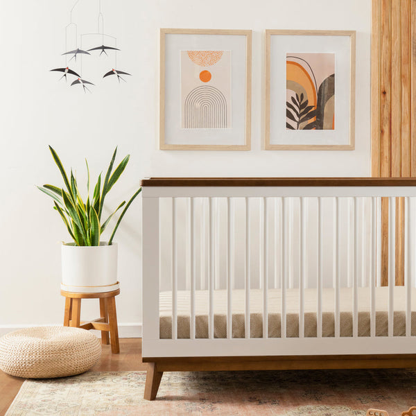 Scoot 3-in-1 Convertible Crib with Toddler Bed Conversion Kit (White/Walnut)
