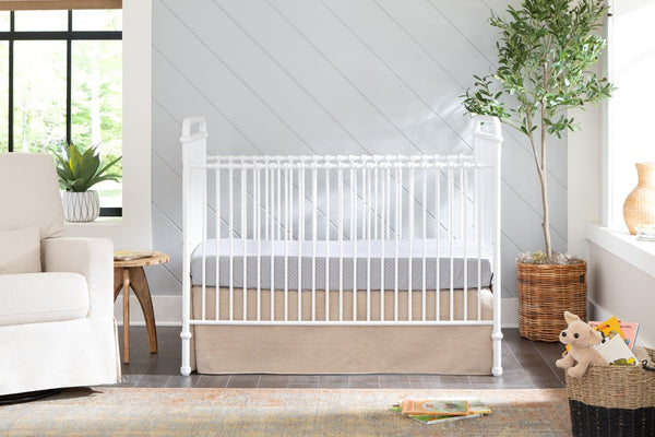 Abigail 3-in-1 convertible crib (Washed White) with toddler rail