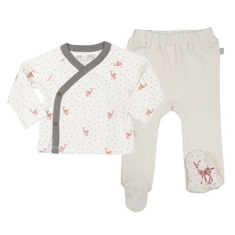 Fawn Collection Kimono and Footed Pant Set