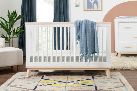 Scoot 3-in-1 Convertible Crib with Toddler Bed Conversion Kit (White/Washed Natural)