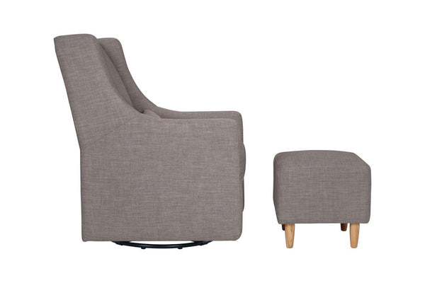 Toco Swivel Glider with Ottoman in eco-performance fabric | water repellent & stain resistant (Grey Tweed)