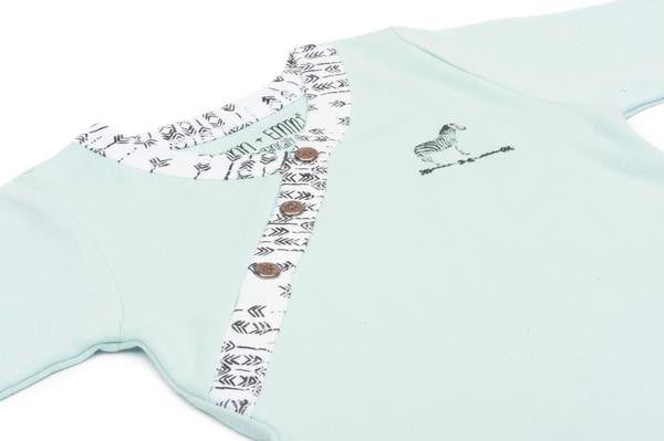 Miami Zoo Collection Long Sleeved BodySuit In Pastel Turquoise