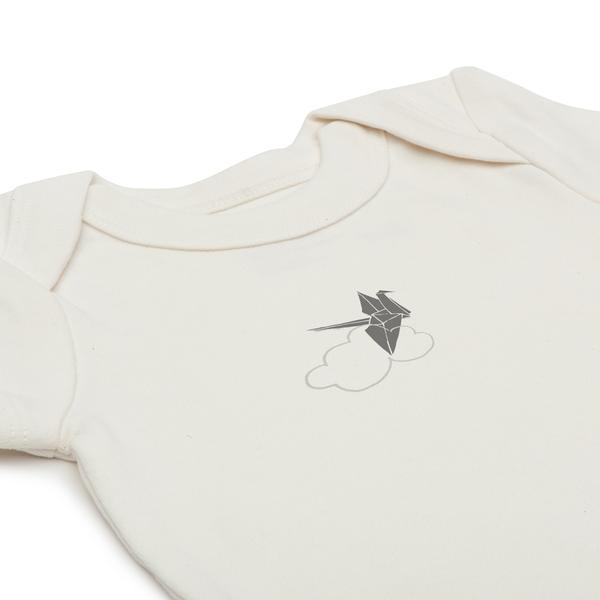 Origami Collection Lap Shoulder Bodysuit in Egret White