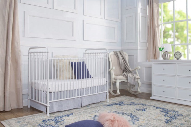 Abigail 3-in-1 convertible crib (Washed White) with toddler rail