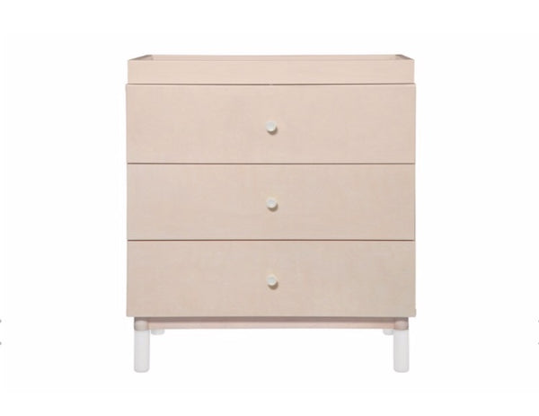 Gelato 3 Drawer Dresser with Removable Changing Tray (Washed Natural - White Feet) and Pure 31" Contour Changing Pad