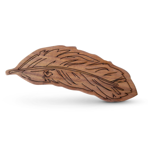 Wood Teething Rattle - Feather