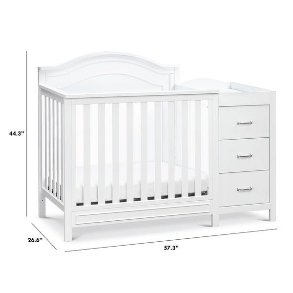 DaVinci Baby Charlie 4-in-1 Mini Convertible Crib & Changer with Mini Toddler Bed Conversion Kit (White) & Contour Changing Pad