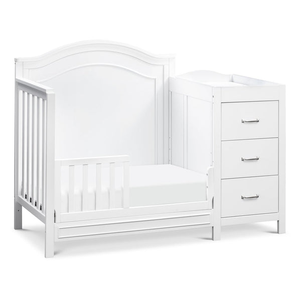 DaVinci Baby Charlie 4-in-1 Mini Convertible Crib & Changer with Mini Toddler Bed Conversion Kit (White) & Contour Changing Pad