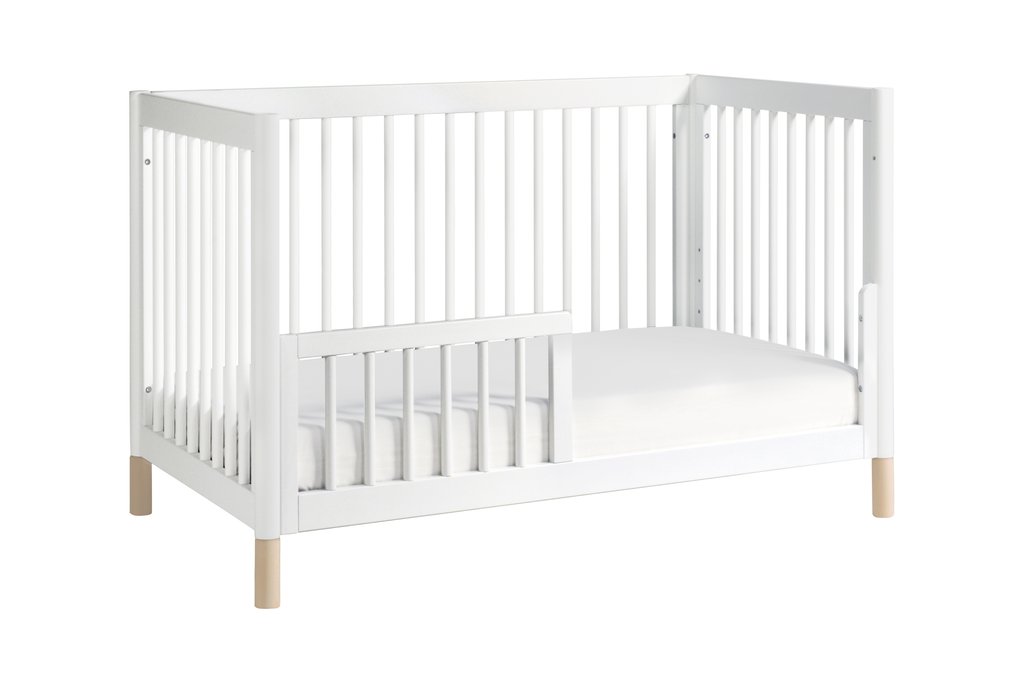 Gelato 4-in-1 Convertible Crib with Toddler Bed Conversion Kit (White/Washed Natural)
