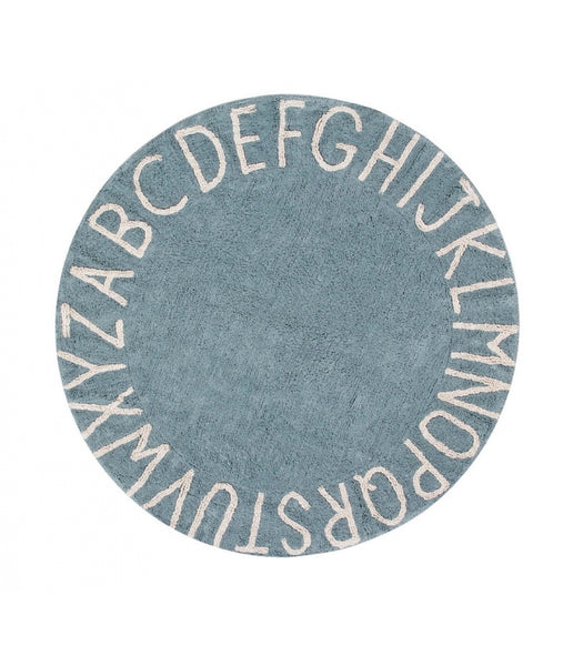 Lorena Canals Round ABC Vintage Blue - Natural Washable Rug