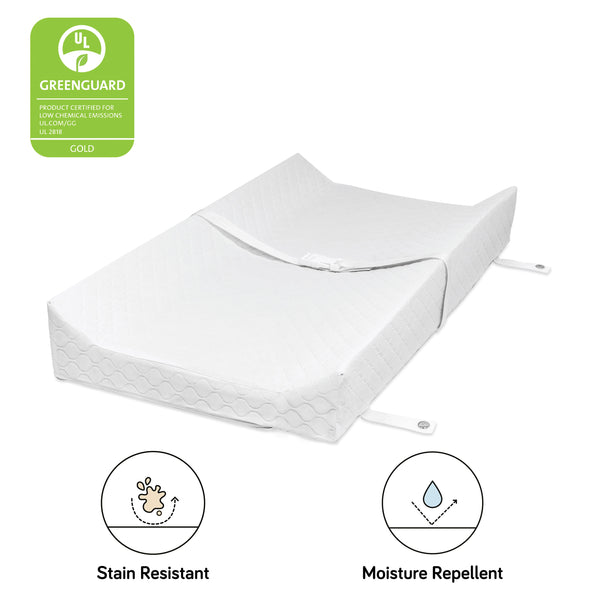 Gelato 3 Drawer Dresser with Removable Changing Tray (White - Natural Feet) and Pure 31" Contour Changing Pad