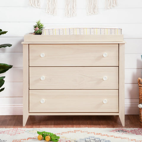 Sprout 3 Drawer Dresser with Removable Changing Tray (Washed Natural - White) and Pure 31" Contour Changing Pad