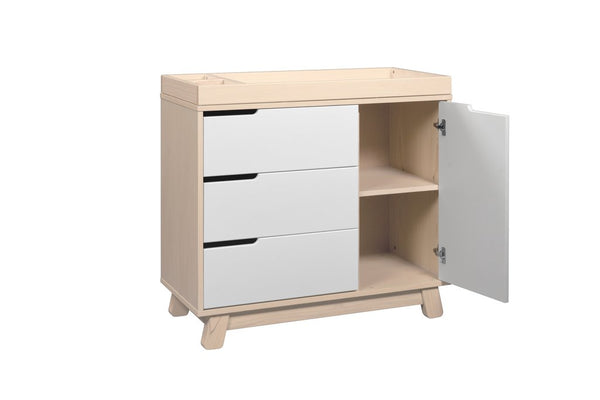 Hudson 3 Drawer Dresser with Removable Changing Tray (Washed Natural/White) and Pure 31" Contour Changing Pad