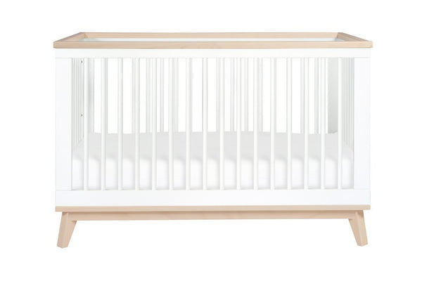 Scoot 3-in-1 Convertible Crib with Toddler Bed Conversion Kit (White/Washed Natural)