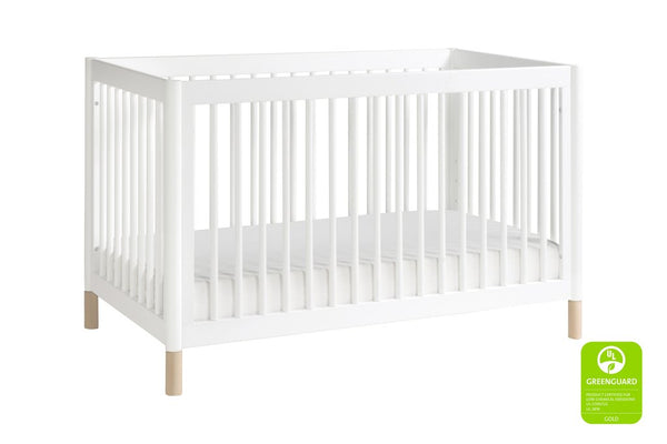 Gelato 4-in-1 Convertible Crib with Toddler Bed Conversion Kit (White/Washed Natural)